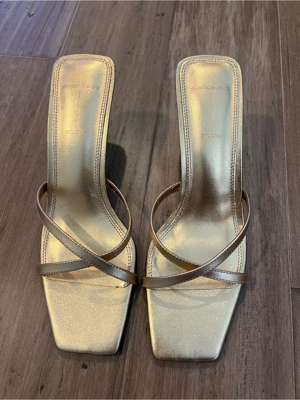 Strappy Metallic Gold Heeled Sandals